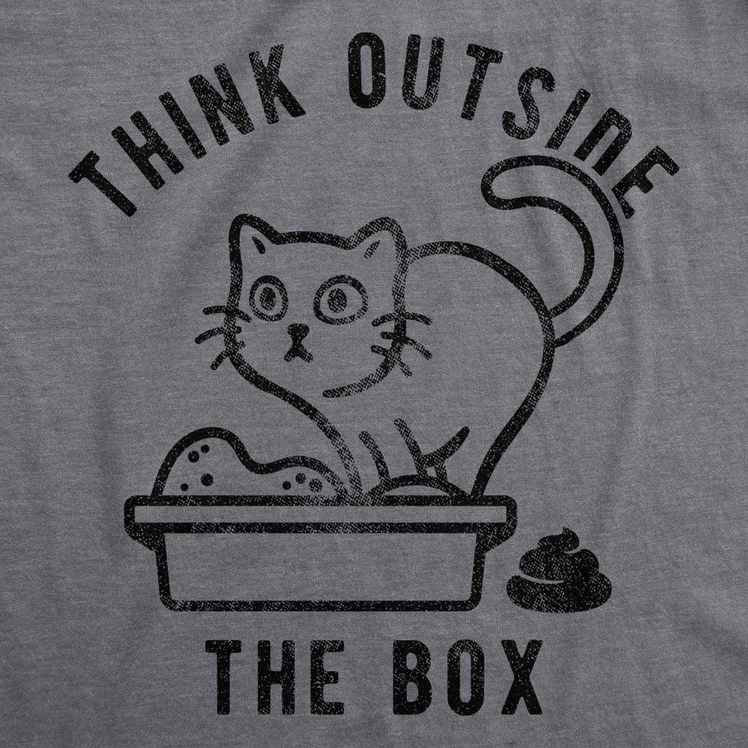 Womens Think Outside The Box Funny Cat T-Shirt Hilarious Graphic Cool Saying Top Image 2