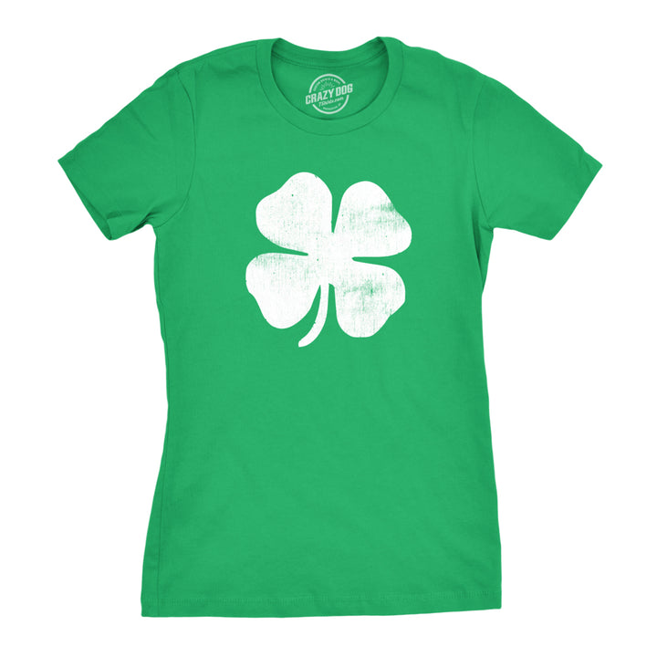 Womens Four Leaf Clover T Shirt Funny Saint Patricks Day Shamrock Lucky Irish Image 1