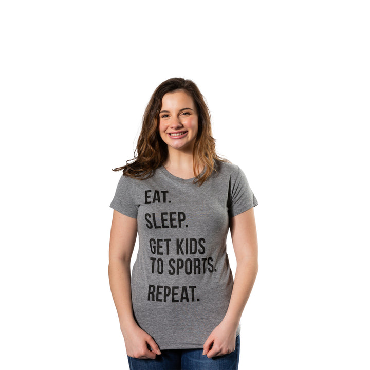 Womens Eat Sleep Get Kids To Sports Repeat T shirt Funny Sarcastic Image 4