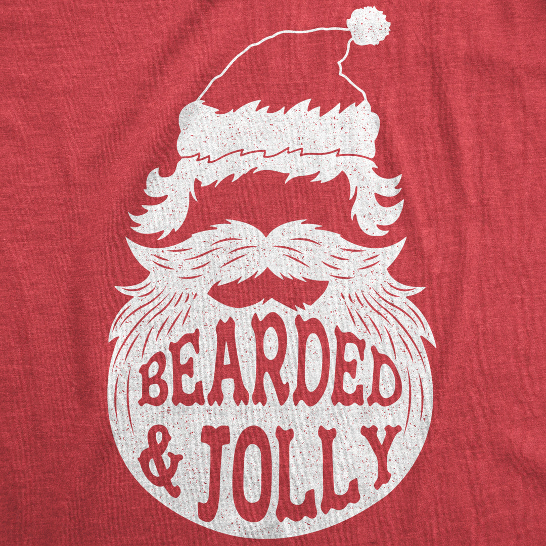 Mens Bearded And Jolly Tshirt Funny Santa Claus Beard Christmas Tee Image 2