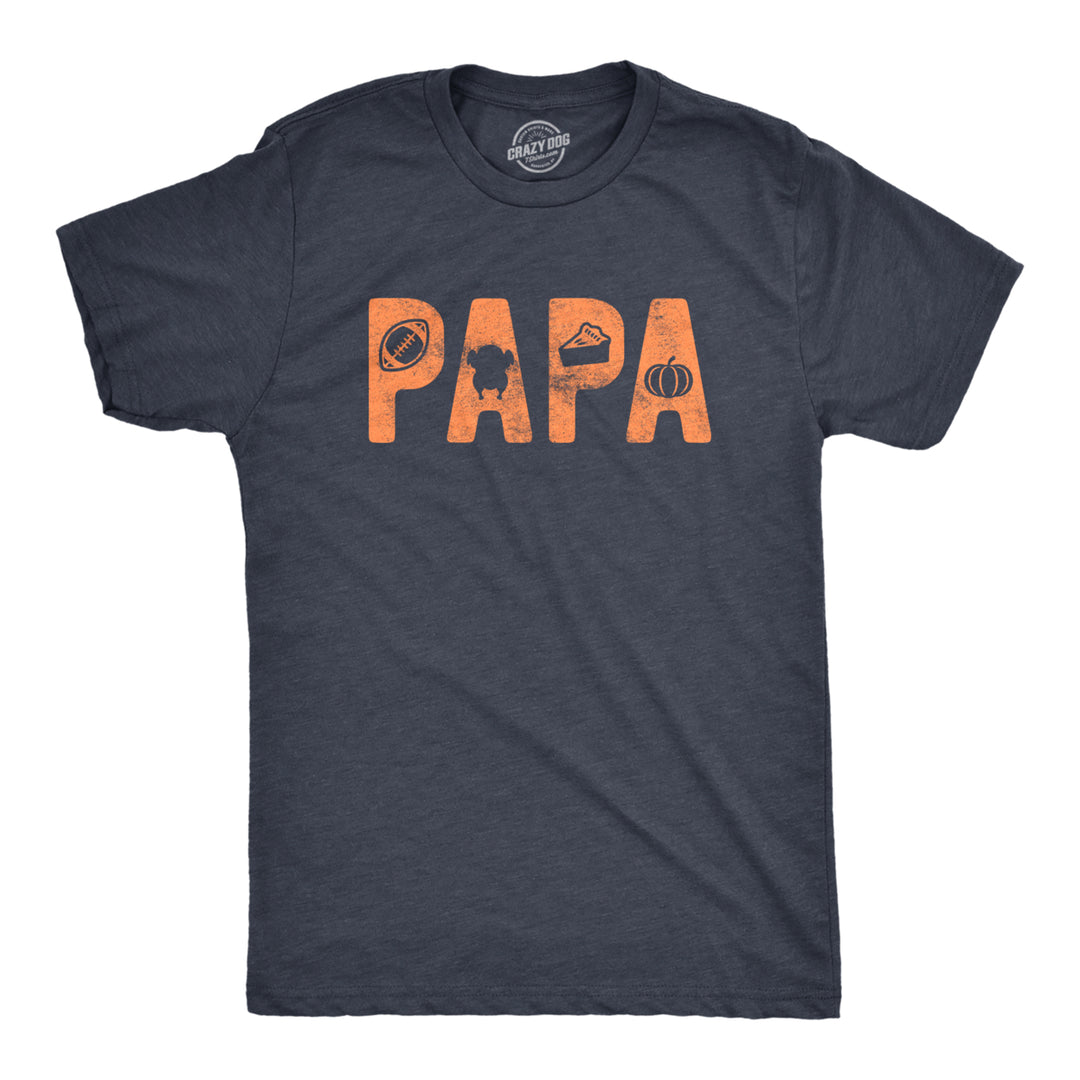 Mens Papa Thanksgiving Tshirt Funny Turkey Day Dinner Graphic Novelty Tee Image 1