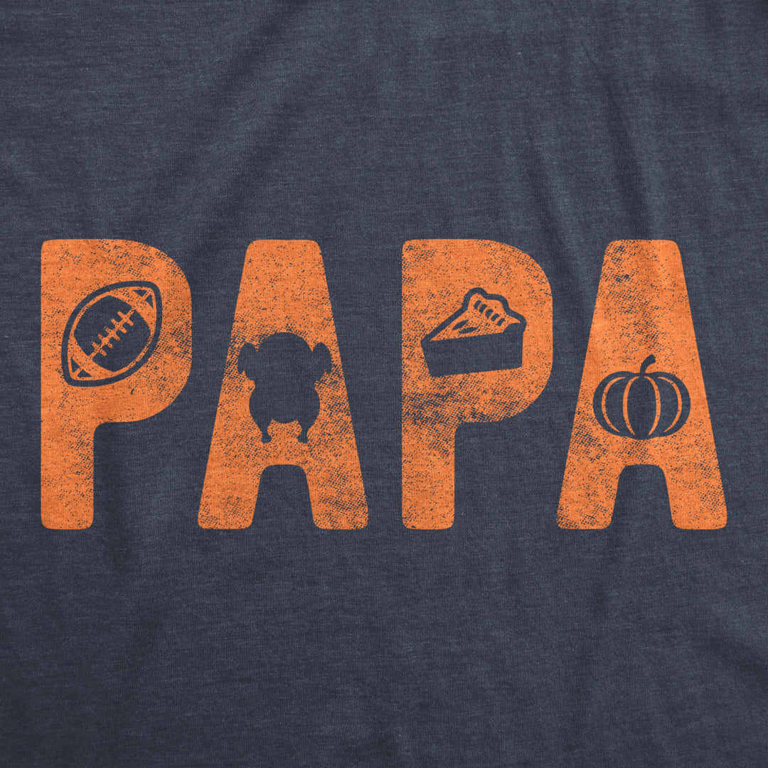 Mens Papa Thanksgiving Tshirt Funny Turkey Day Dinner Graphic Novelty Tee Image 2