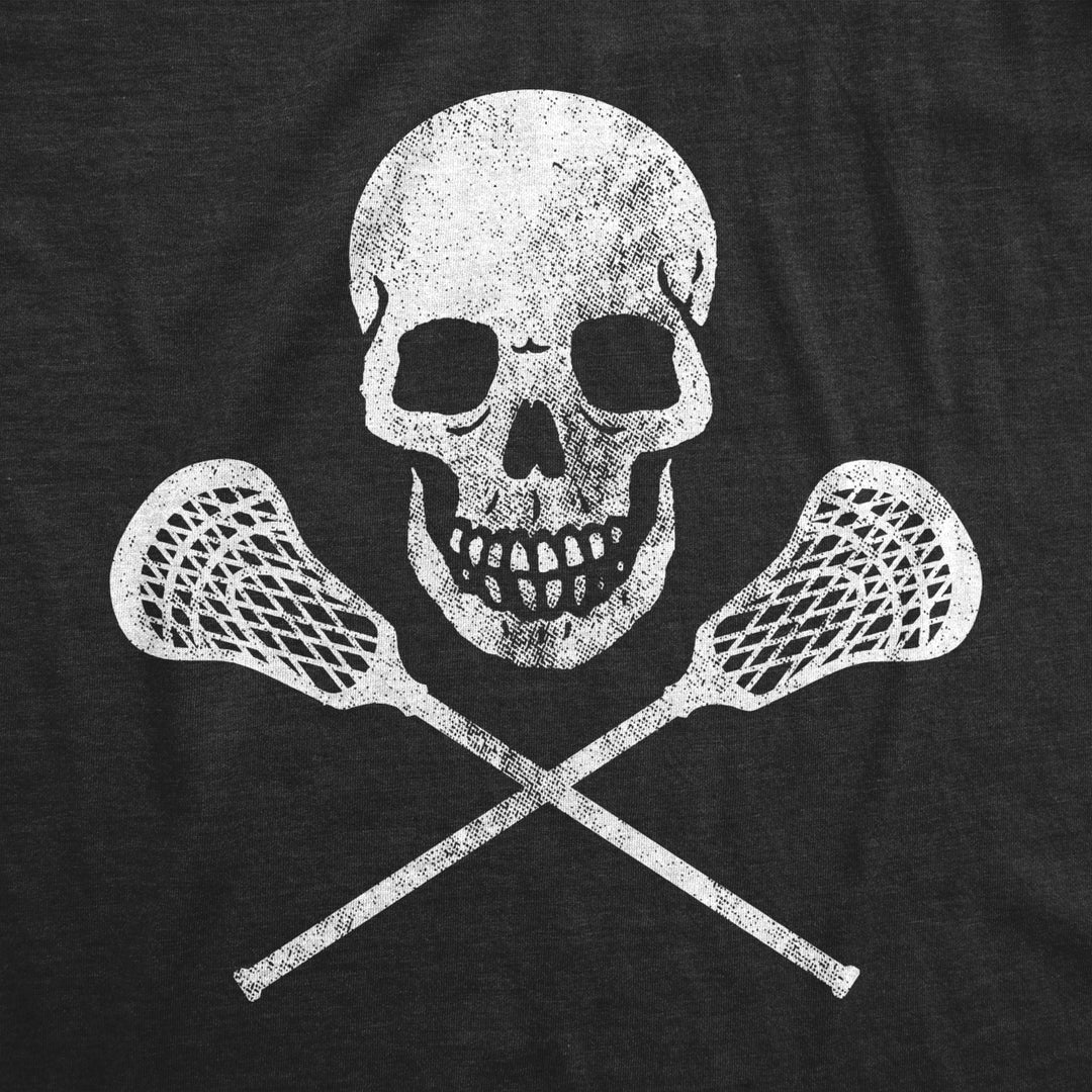 Mens Lacrosse Skull Tshirt Funny Lax Sports Skull And Crossbones Graphic Novelty Tee Image 2