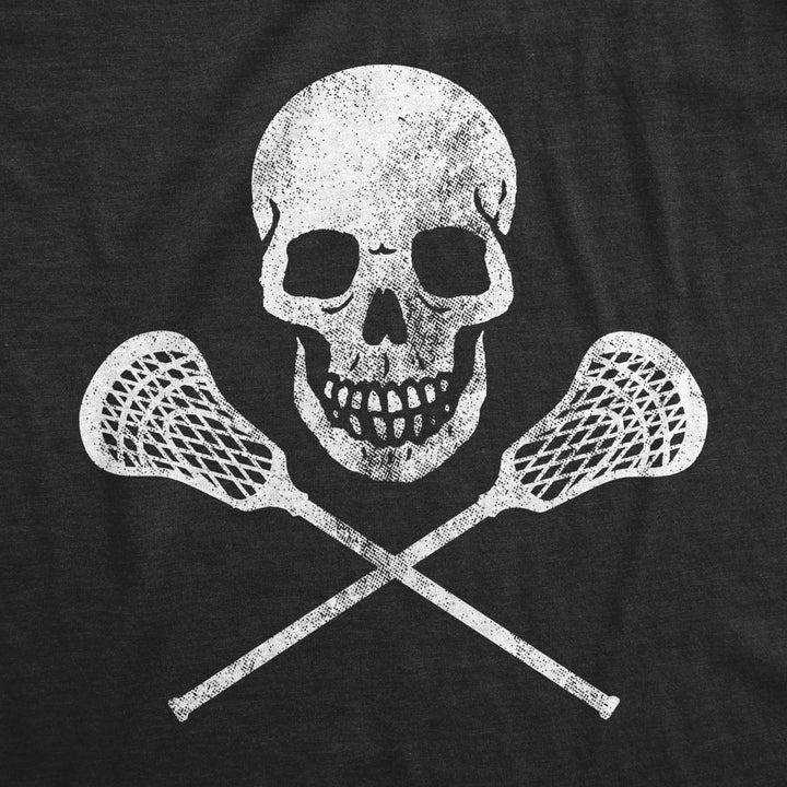 Mens Lacrosse Skull Tshirt Funny Lax Sports Skull And Crossbones Graphic Novelty Tee Image 2