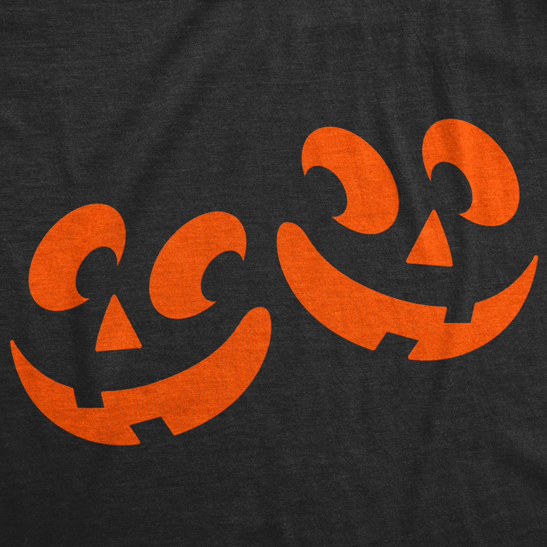 Maternity Twin Pumpkin Faces Tshirt Cute Halloween Jack-O-Lantern Pregnancy Tee Image 2