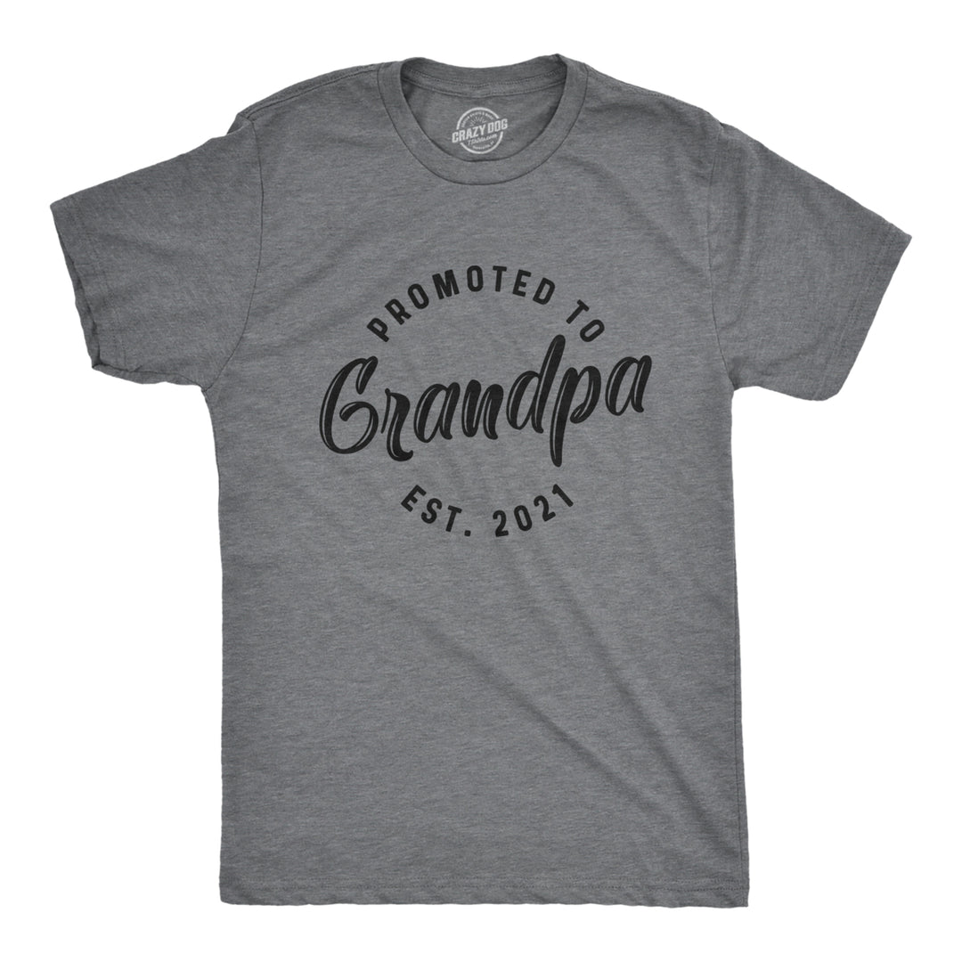 Mens Promoted To Grandpa 2021 Tshirt Funny  Baby Family Graphic Tee Image 1