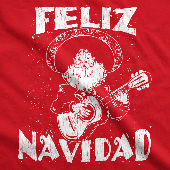 Mens Feliz Navidad Tshirt Funny Guitar Mexican Santa Claus Christmas Tee Image 2