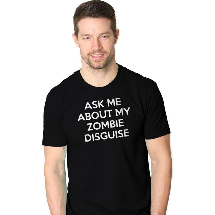 Mens Ask Me About My Zombie T Shirt Funny Flip Costume Outbreak Halloween Tee Image 2