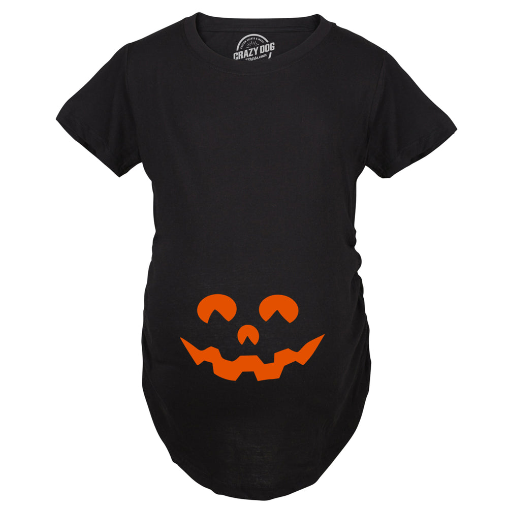 Maternity Cartoon Eyes Pumpkin Face T Shirt Halloween Fall October Pregnancy Tee Image 2