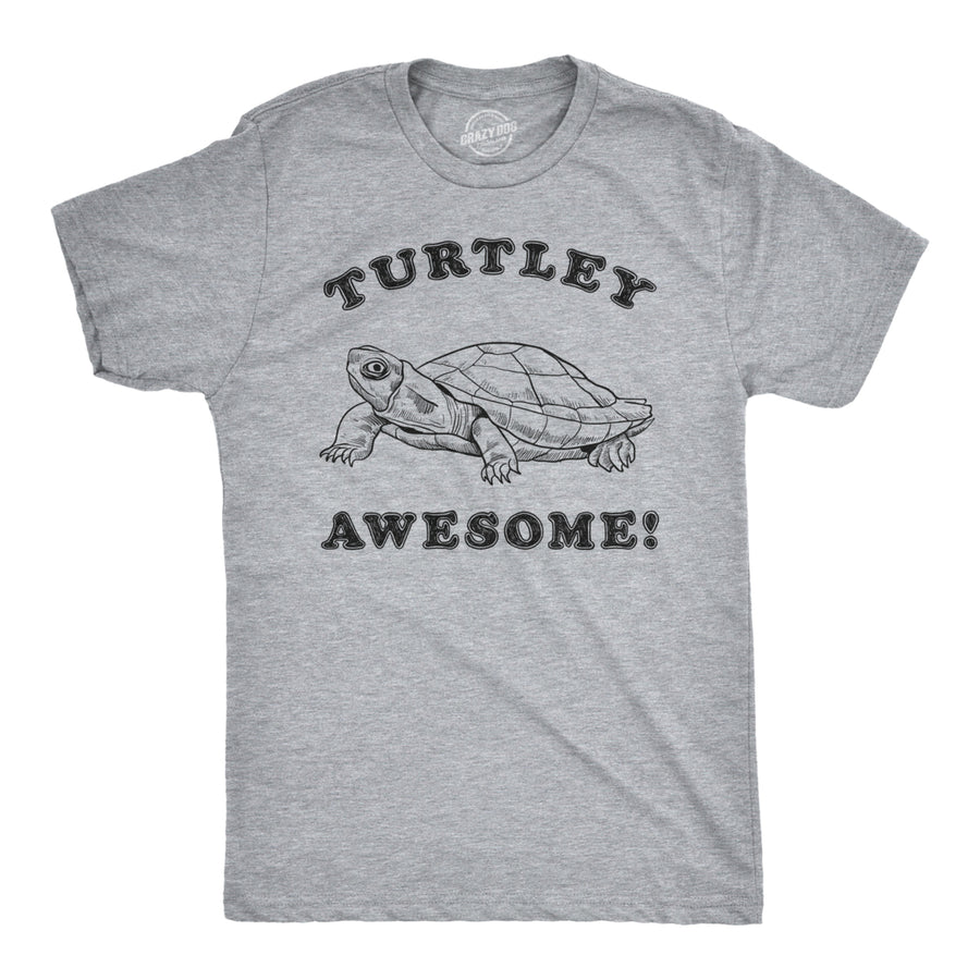 Mens Turtley Awesome T Shirt Funny Turtle Tee Cool Vintage Top Image 1