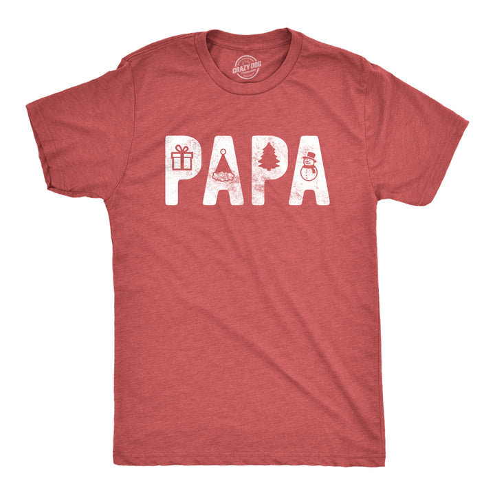 Mens Papa Christmas Tshirt Funny Xmas Holiday Party Santa Claus Graphic Tee Image 1