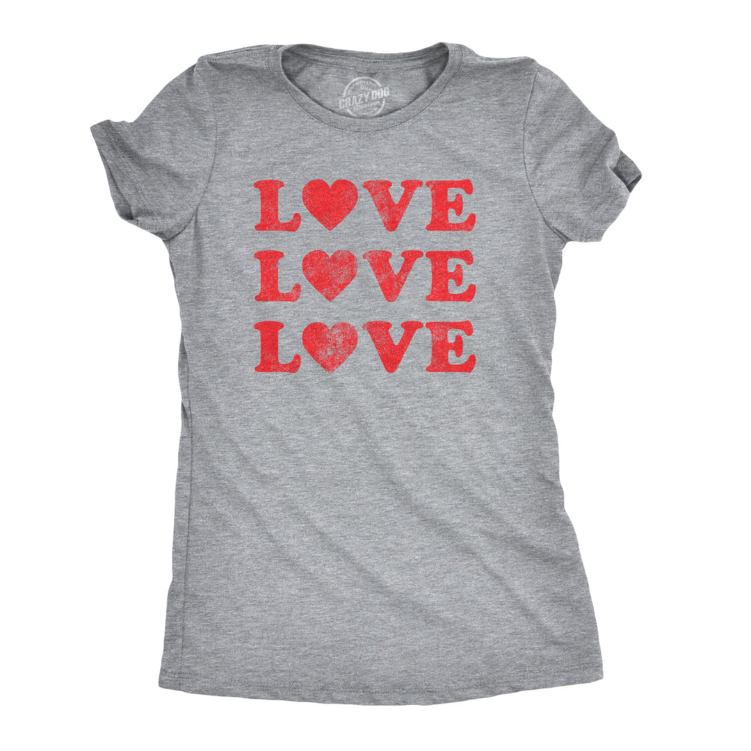 Womens Love Love Love Hearts Tshirt Cute Valentines Day Tee Image 1