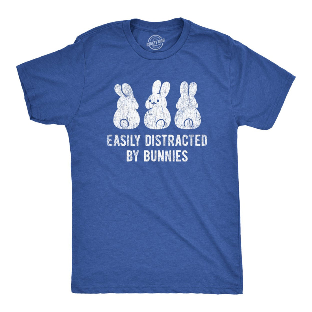 Mens Easily Distracted By Bunnies T shirt Funny Rabbit Party Gift for Basket Image 1