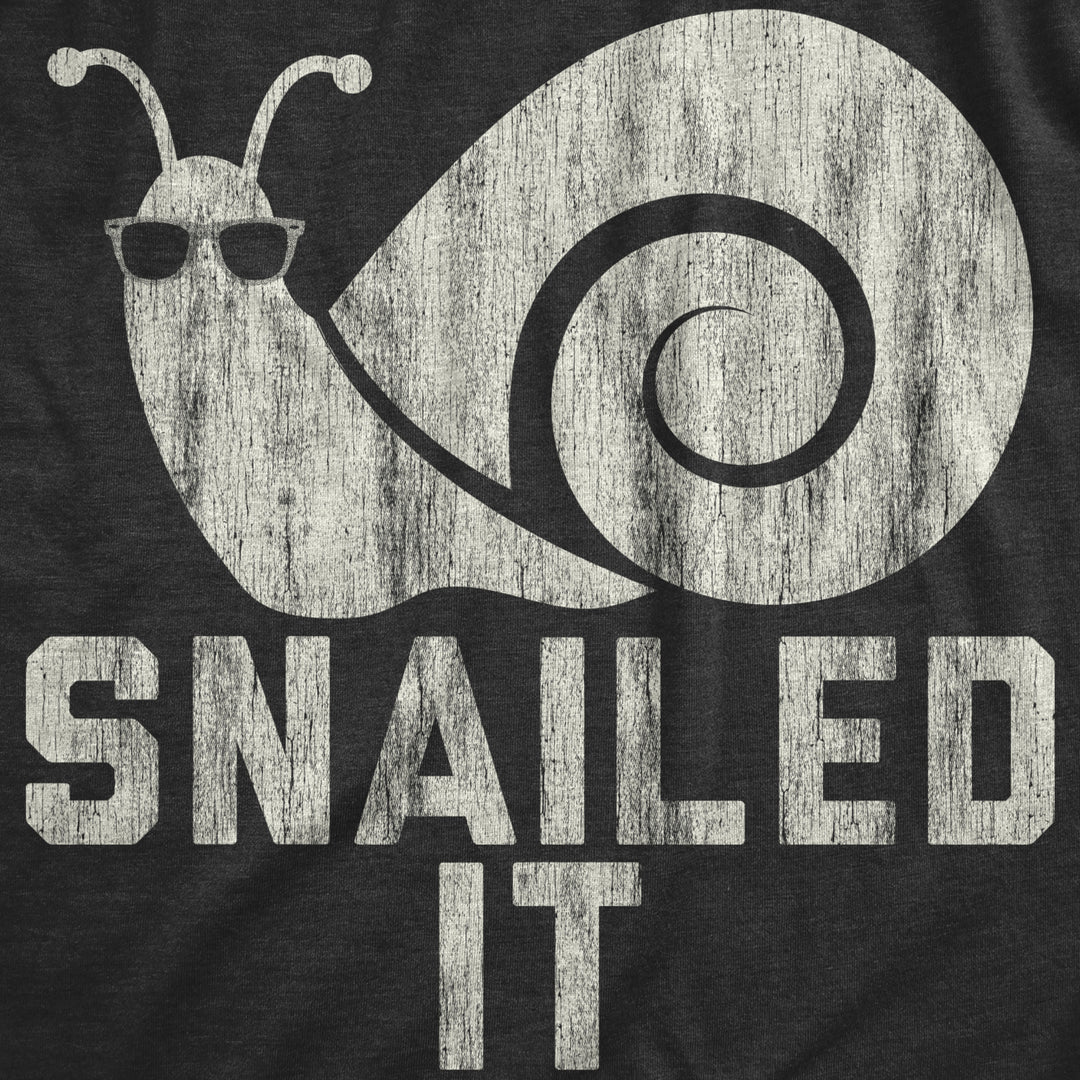 Mens Snailed It Shirt Funny Nailed It Snail Pun Sunglasses Sarcastic Novelty Tee Image 2