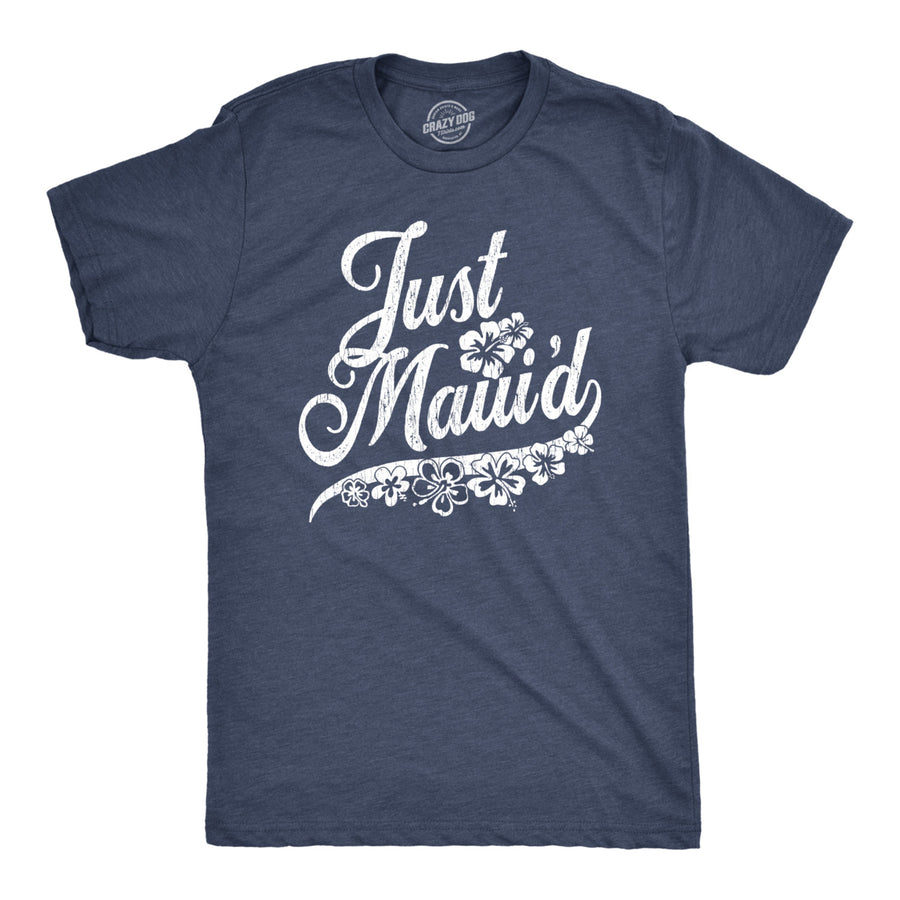 Mens Just Mauid Tshirt Cute Just Married Hawaii Honeymoon Tee Image 1