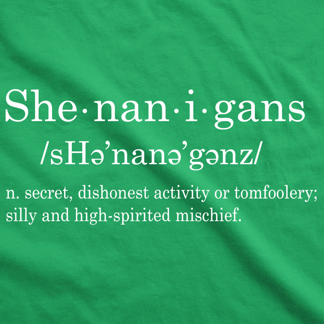 Mens Shenanigans Definition T Shirt Funny Saint Patricks Day St Patty Shamrock Image 2