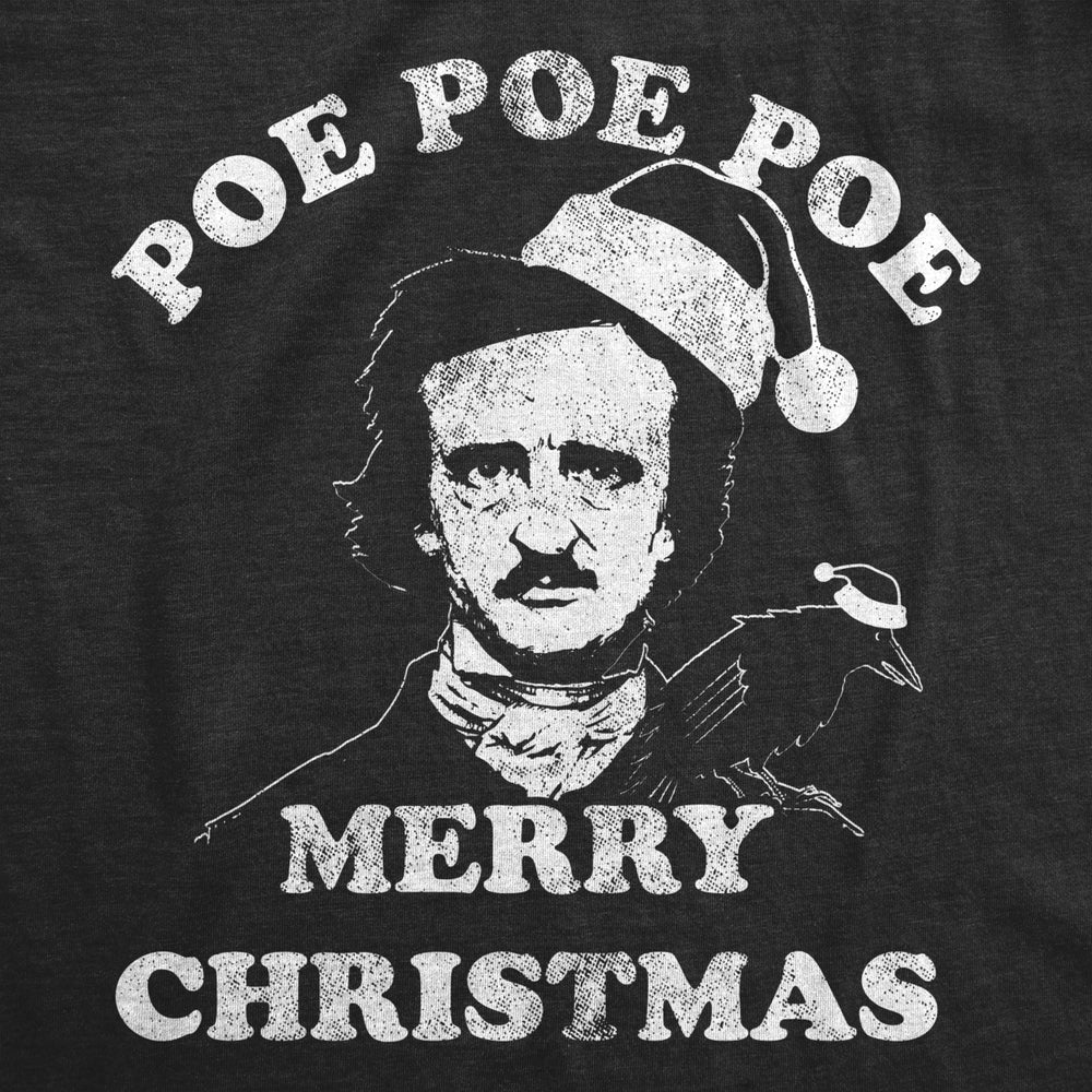 Womens Poe Poe Poe Merry Christmas Tshirt Funny Edgar Allan Poe Book Lover Tee Image 2