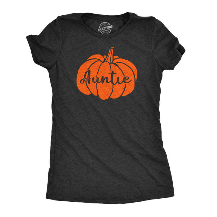 Womens Auntie Pumpkin Tshirt Funny Family Halloween Tee Image 1