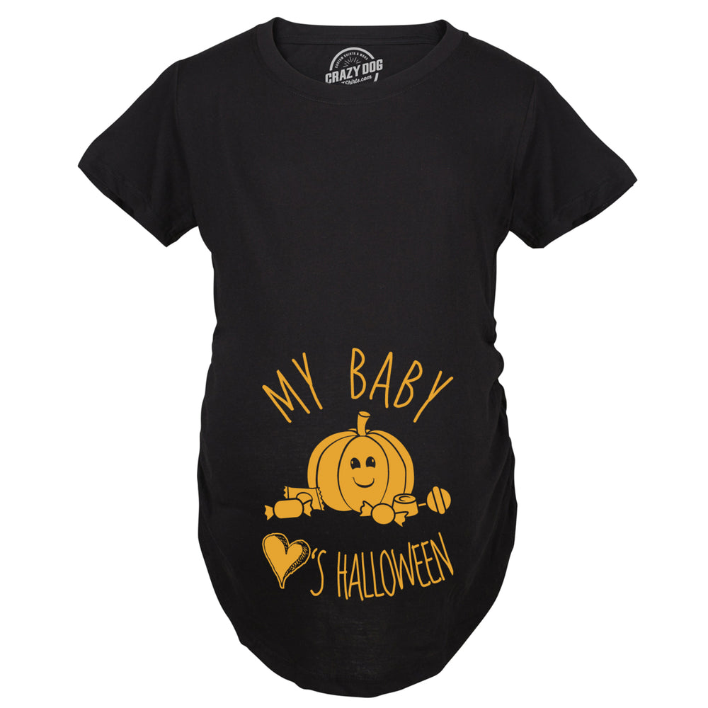Maternity My Baby Loves Halloween Cute Pumpkin Pregnancy Halloween Tshirt Image 2