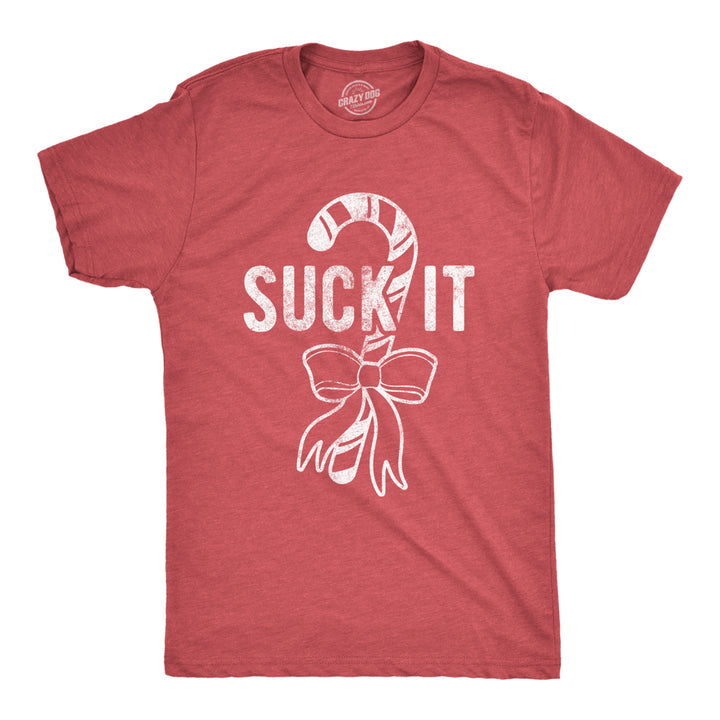 Mens Suck It Tshirt Funny Christmas Candy Cane Graphic Novelty Tee Image 1