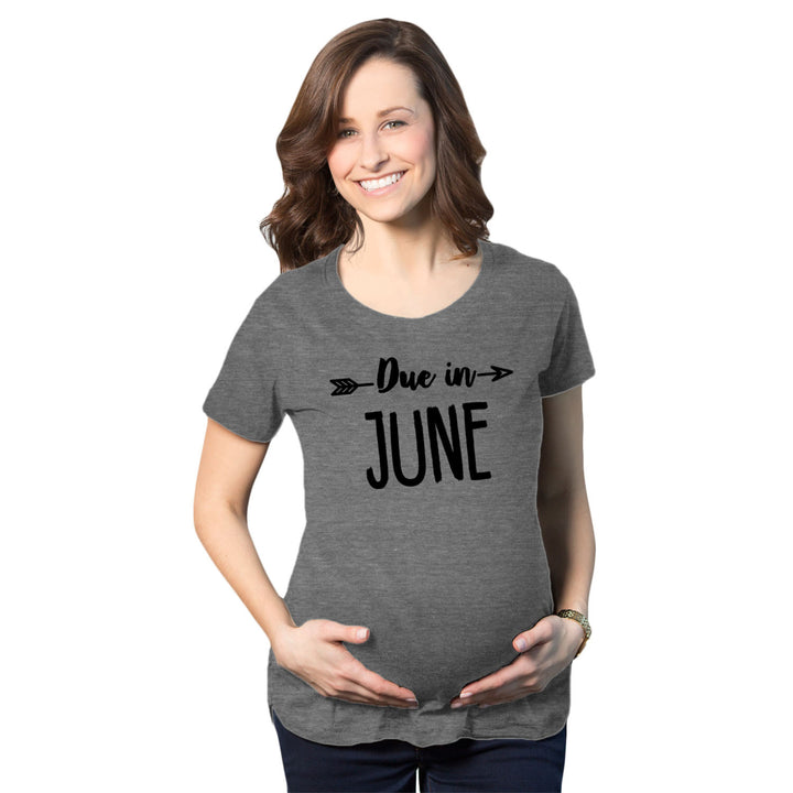 Maternity Due In June T shirt Baby Shower Announcement Pregnancy Reveal Tee Image 1