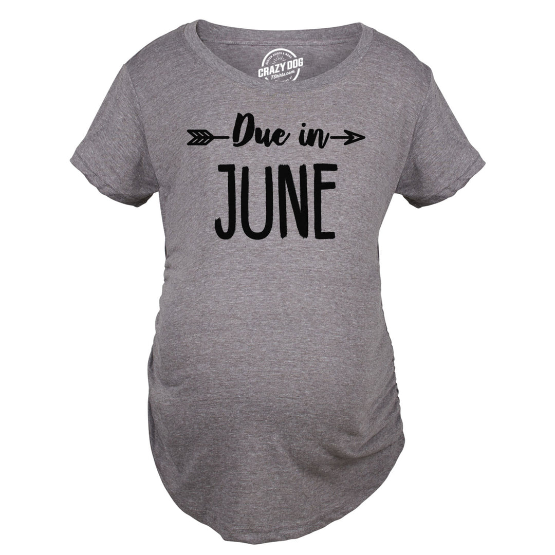 Maternity Due In June T shirt Baby Shower Announcement Pregnancy Reveal Tee Image 2