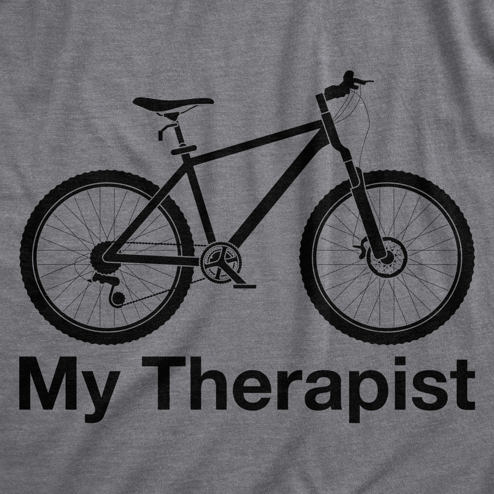 Womens My Therapist Bicycle T shirt Funny Biking Cycling Outdoors Graphic Tee Image 2