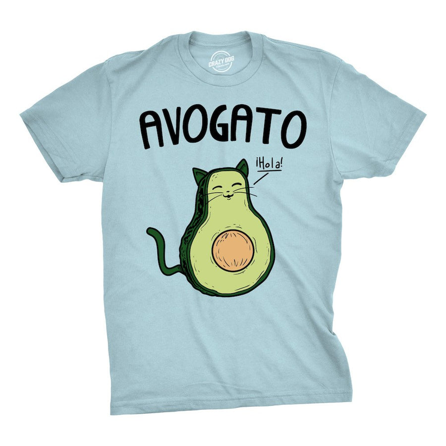 Mens Avogato Funny T shirt Avocado Cat Tee Cute Cat Face Graphic Novelty Humor Image 1