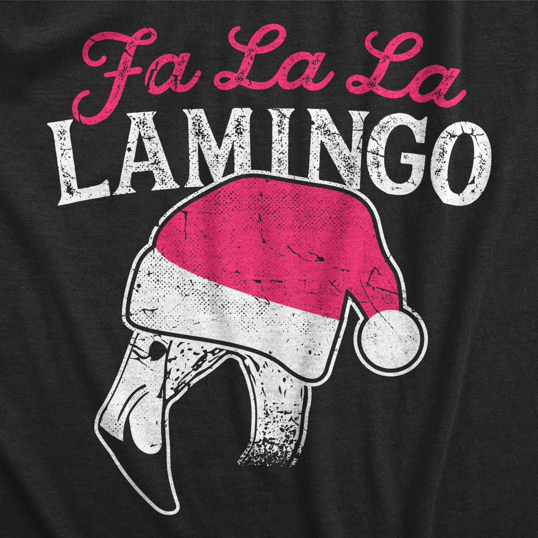 Mens Fa La La Lamingo Tshirt Funny Christmas Santa Hat Flamingo Tee Image 2