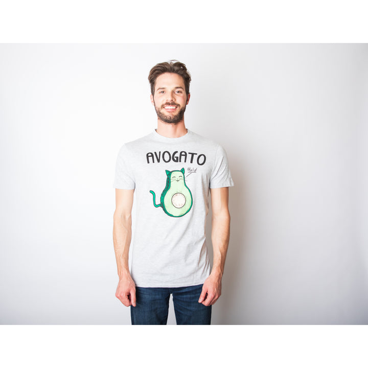 Mens Avogato Funny T shirt Avocado Cat Tee Cute Cat Face Graphic Novelty Humor Image 4