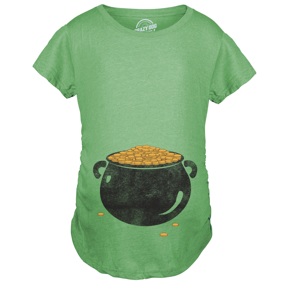 Maternity Pot of Gold Baby Bump Funny Saint Patricks Day Announcement T Shirt Image 2