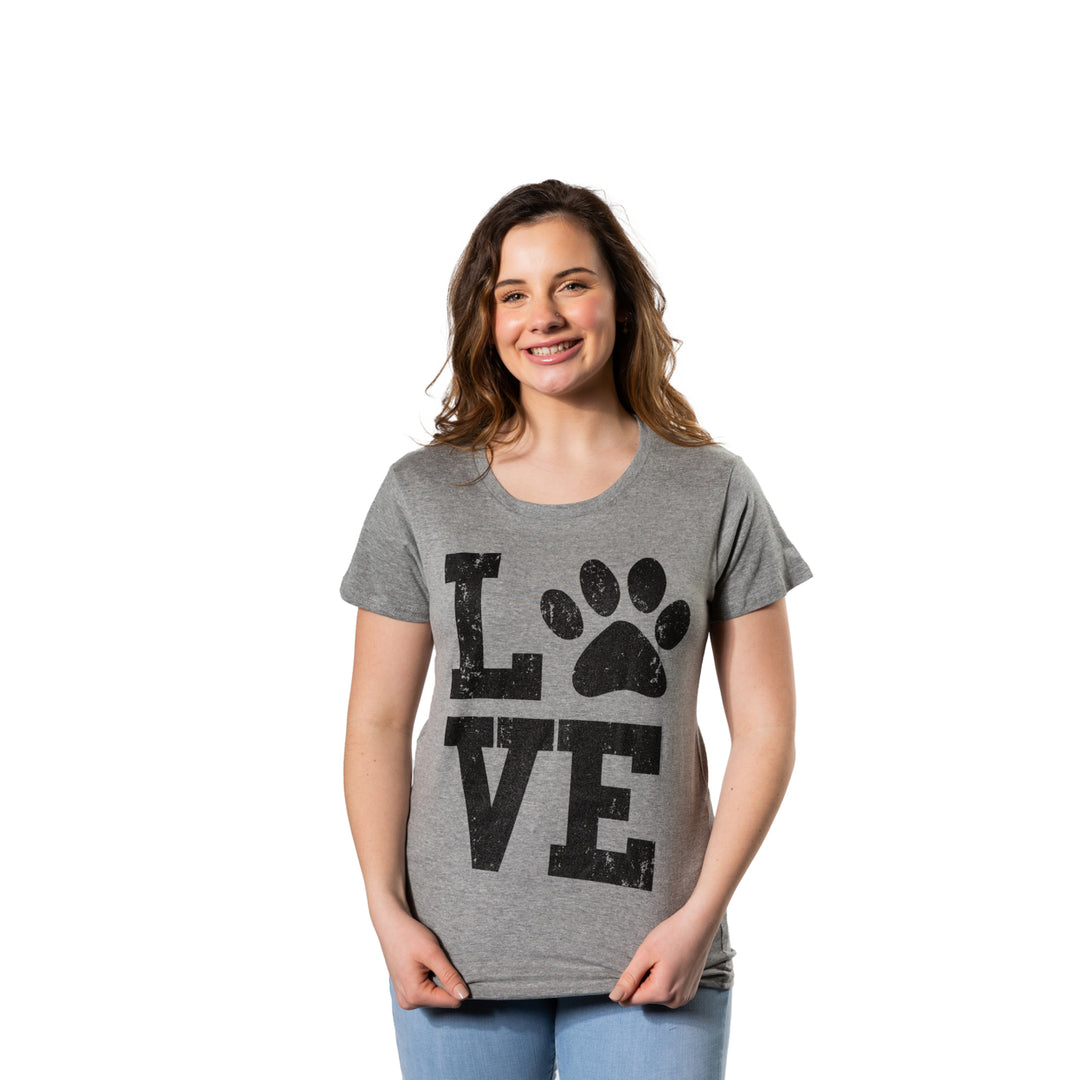 Womens Love Paw T shirt Cute Gift for Dog Mom Pet Lover Cool Funny Graphic Tee Image 2