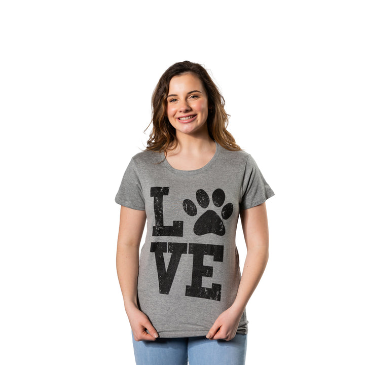 Womens Love Paw T shirt Cute Gift for Dog Mom Pet Lover Cool Funny Graphic Tee Image 2