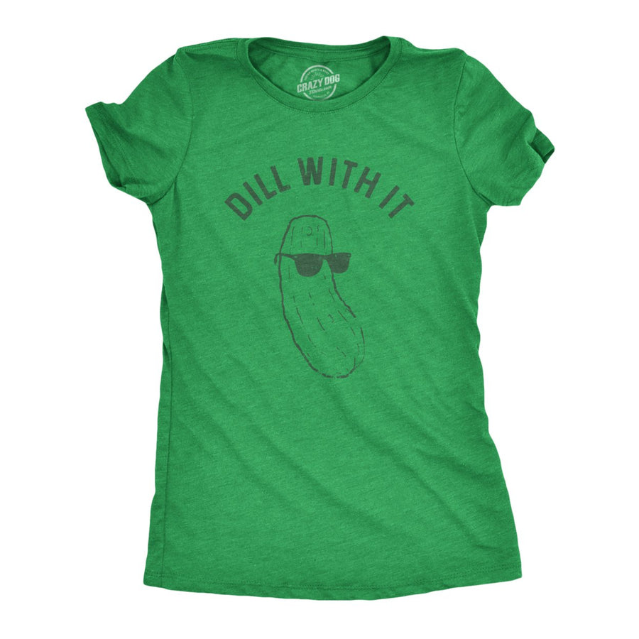 Womens Dill With It Tshirt Funny Cool Sunglasses Pickle Tee For Ladies Image 1