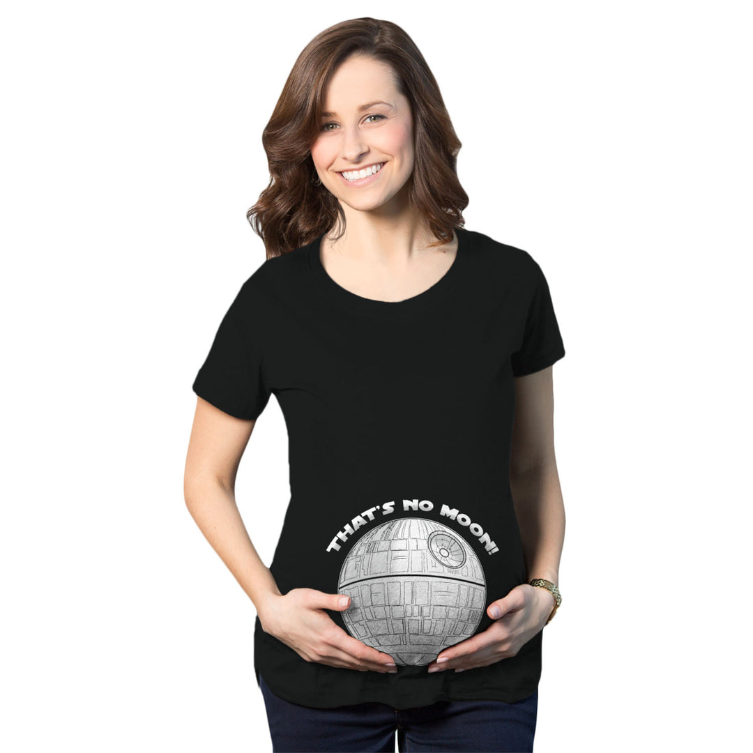 Maternity Thats No Moon Cute T Shirt Funny Pregnancy Announcement Baby Bump Tee Image 1