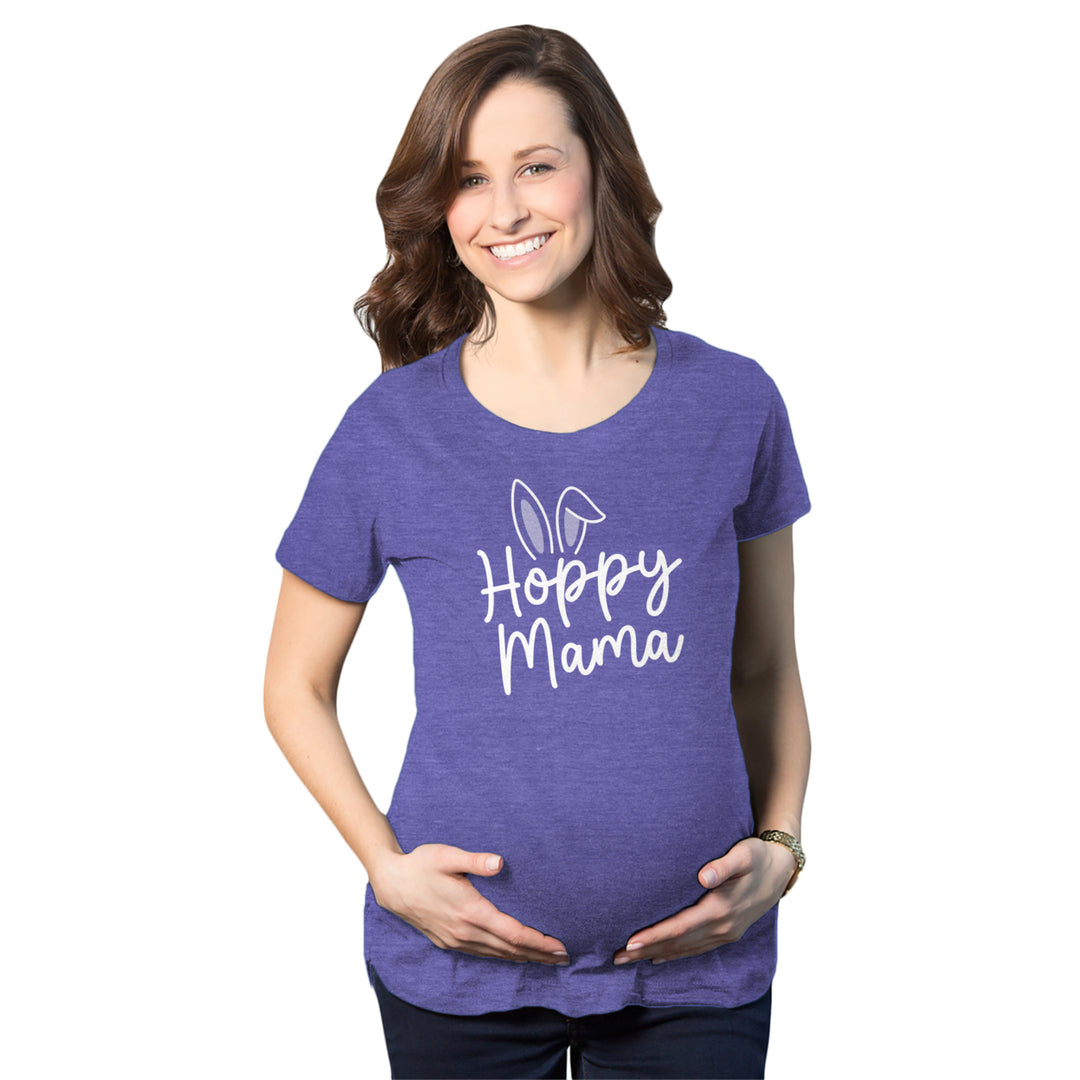 Maternity Hoppy Momma Tshirt Cute Easter Sunday Bunny Pregnancy Graphic Baby Bump Tee Image 1