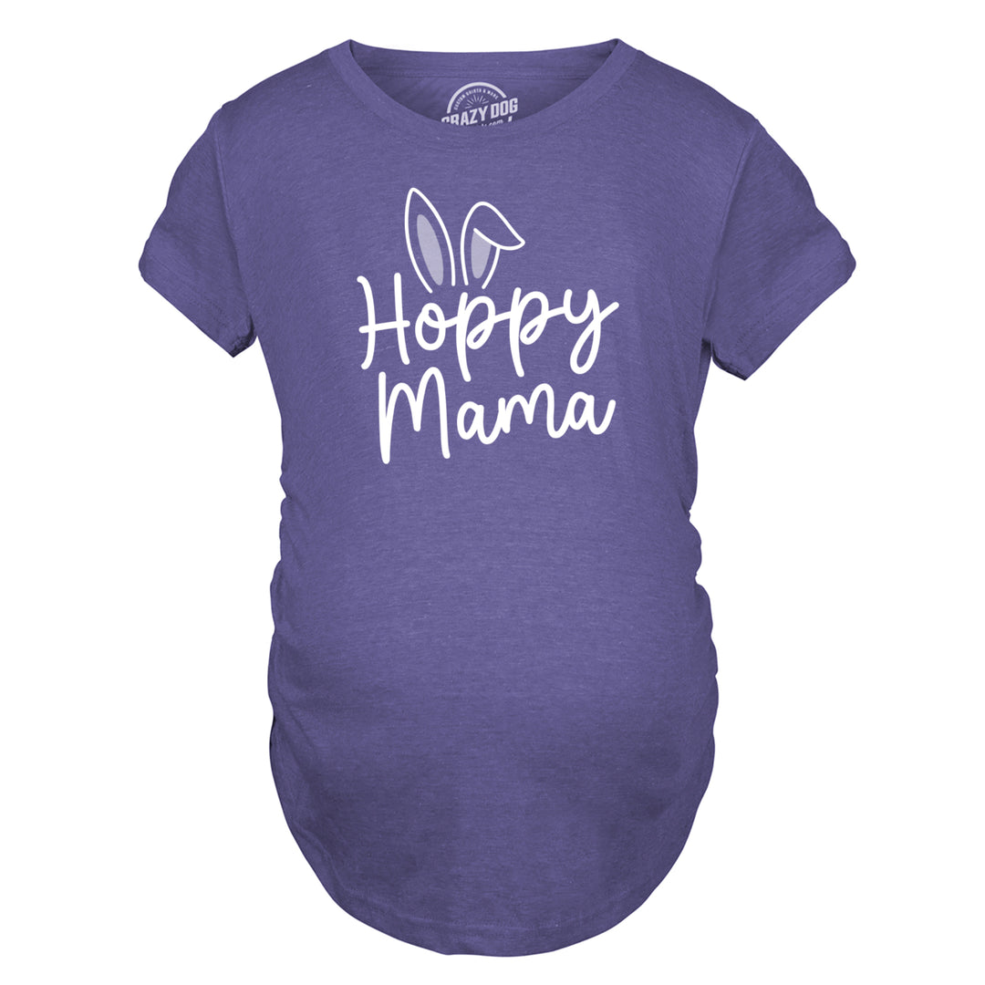 Maternity Hoppy Momma Tshirt Cute Easter Sunday Bunny Pregnancy Graphic Baby Bump Tee Image 4