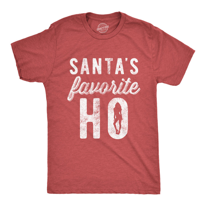 Mens Santas Favorite Ho Tshirt Funny Christmas Party Naughty Or Nice Graphic Tee Image 1