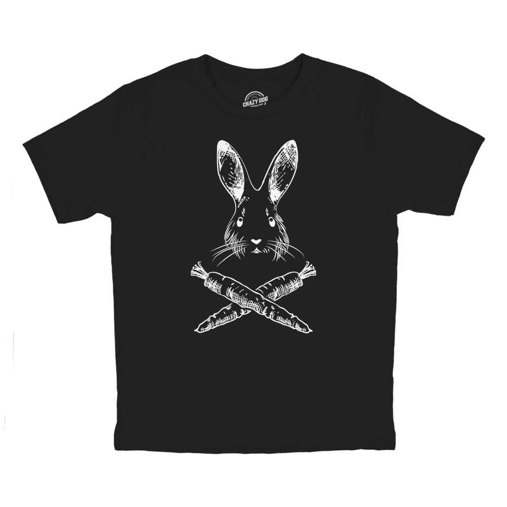 Youth Jolly Roger Easter T Shirt Funny Pirate Bunny Flag Egg Hunt Tee for Kids Image 2