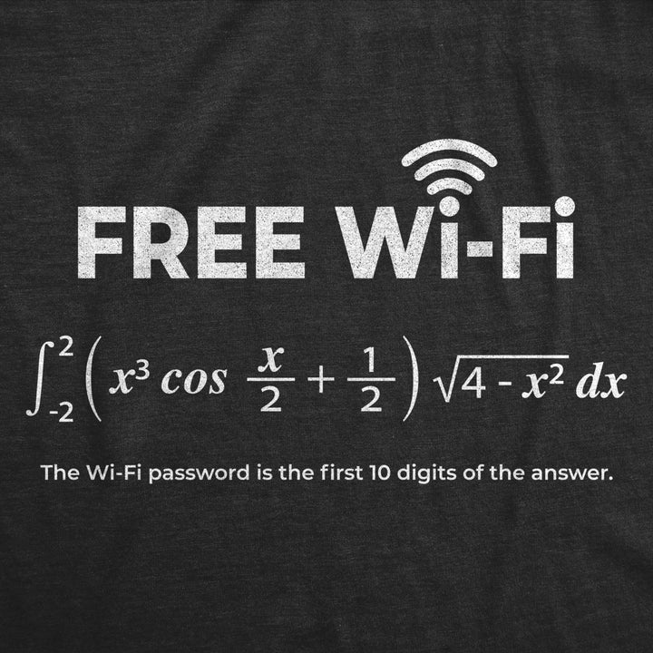 Mens Free WiFi Tshirt Funny Nerdy Math Equation Graphic Novelty Tee Image 2