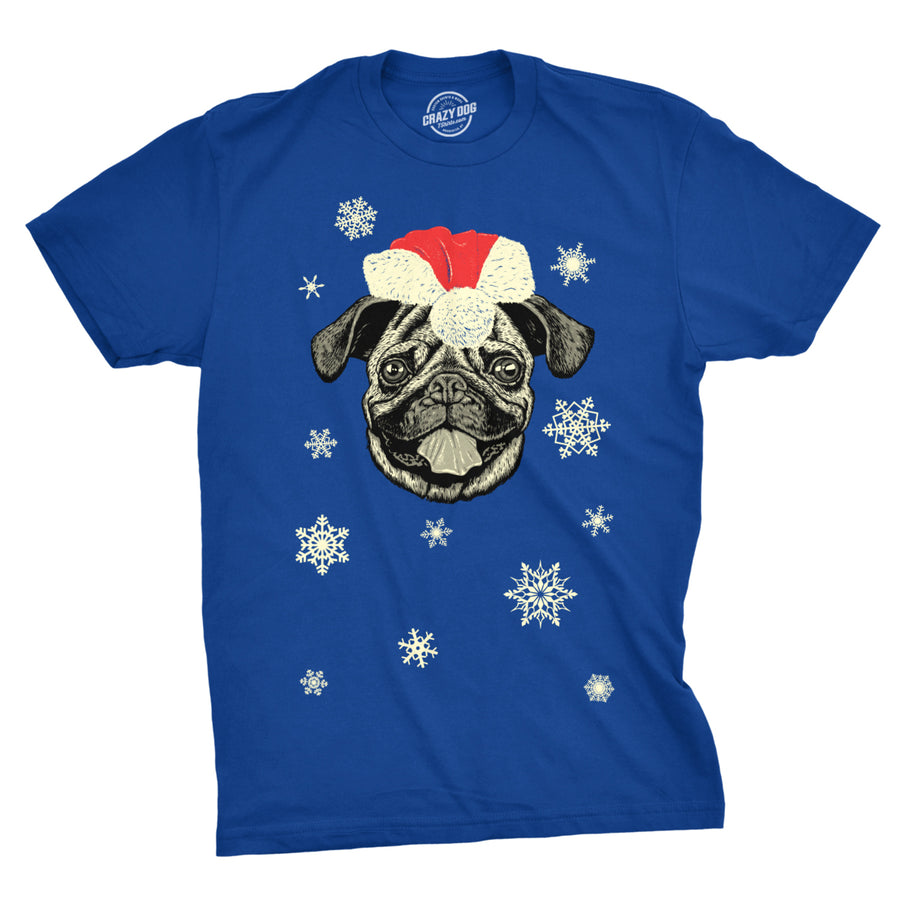 Mens Santa Pug Ugly Christmas Sweater Holiday T Shirt Image 1