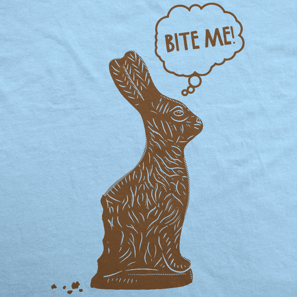 Womens Bite Me Chocolate Easter Bunny T Shirt Funny Sassy Candy Hilarious Tee Image 2