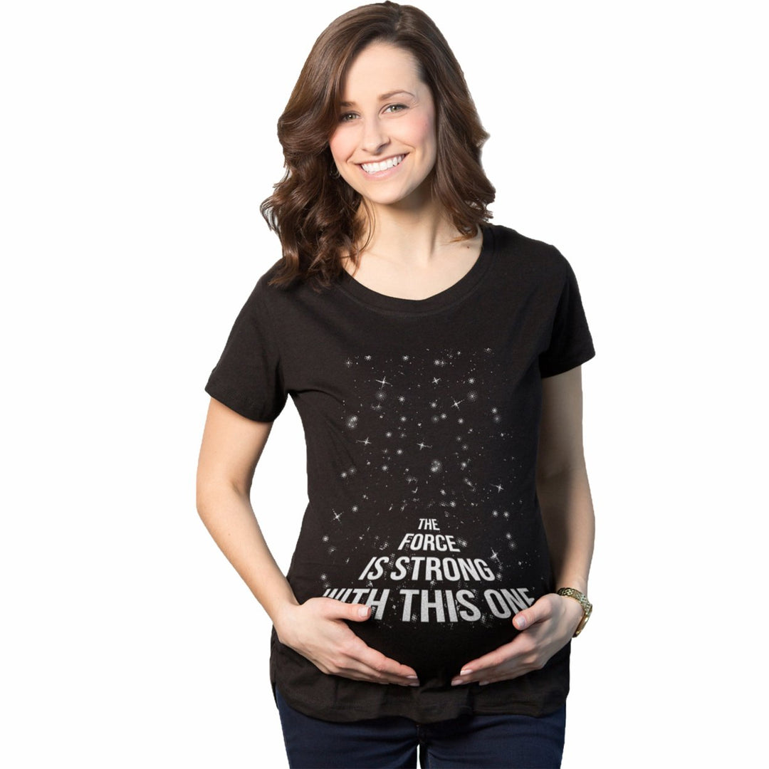 Maternity Force Is Strong Funny Pregnancy T Shirt Graphic For Expecting Mothers Image 1