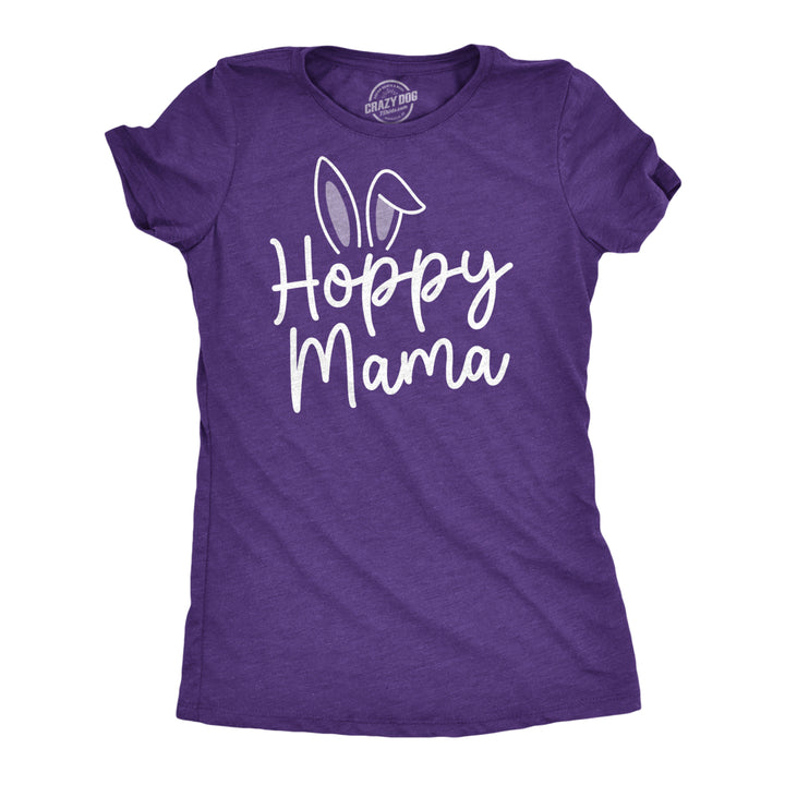 Womens Hoppy Momma Tshirt Cute Easter Sunday Cute Bunny Ears Tee For Mom Image 1