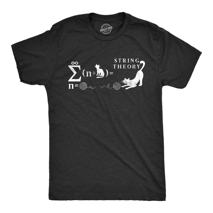 Mens String Theory Tshirt Funny Cat Math Science Nerdy Tee Image 1