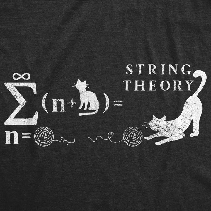 Mens String Theory Tshirt Funny Cat Math Science Nerdy Tee Image 2