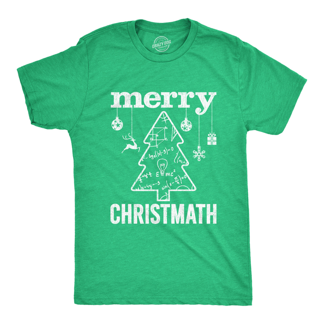 Mens Merry Christmath Tshirt Funny Christmas Tree Holiday Math Graphic Tee Image 1