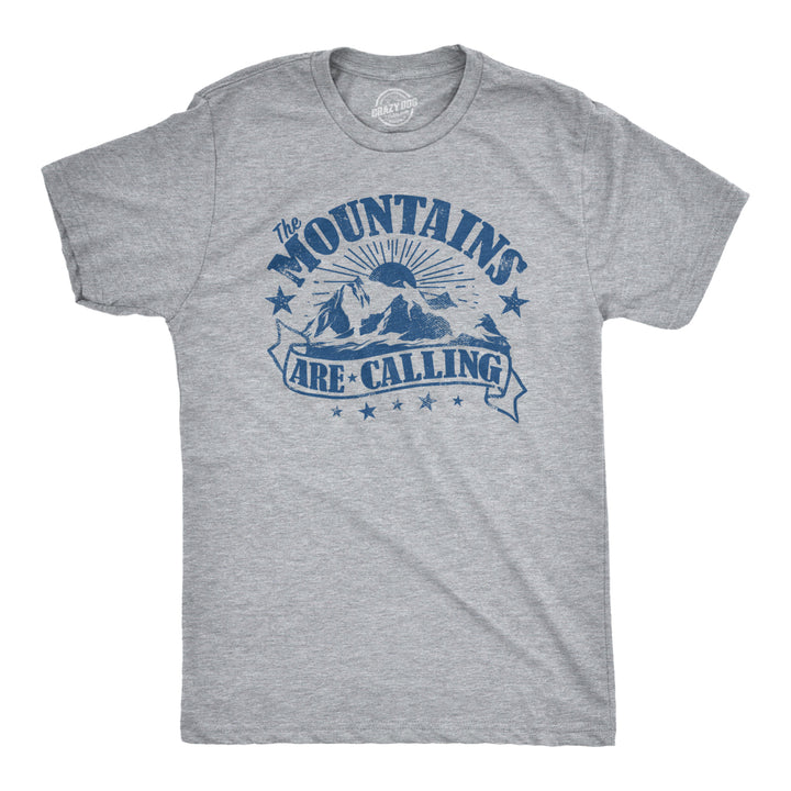 Mens The Mountains Are Calling Cool Sunset Vintage Rockies Funny Hiking Nature T shirt Image 1