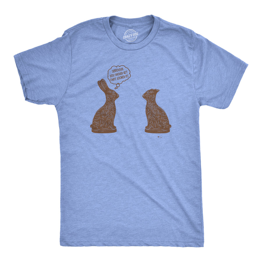 Mens You Should Get That Looked At Easter T Shirt Funny Chocolate Bunny Tee Image 1