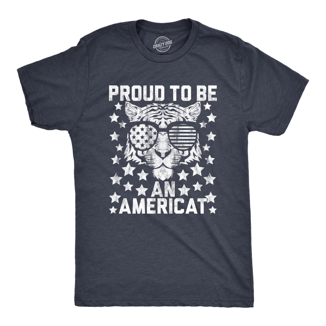 Mens Proud To Be An Americat Tshirt Funny 4th Of July USA Tiger Patriotic Graphic Tee Image 1